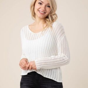 New LiLou white crochet sweater off white L XL $48